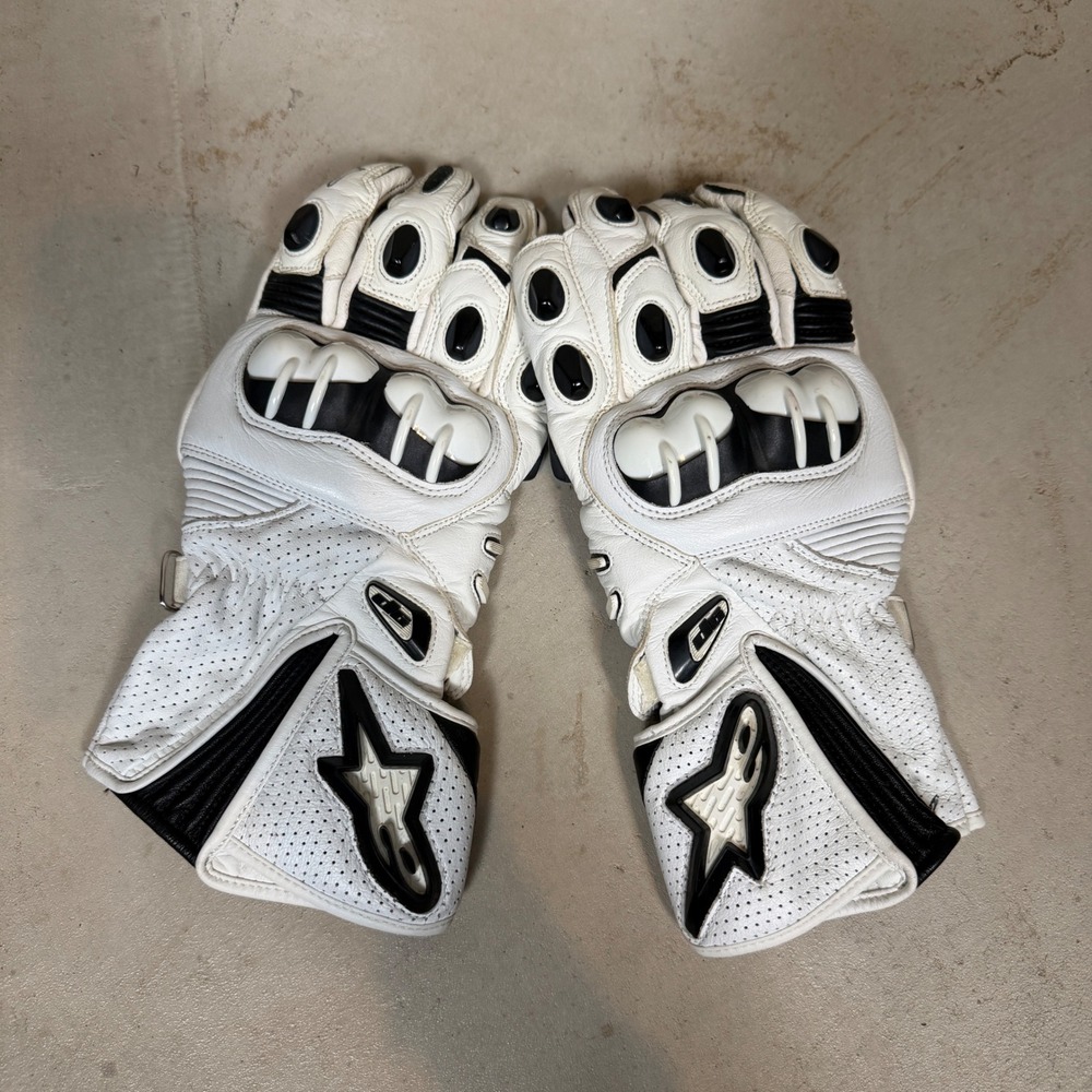 Alpinestars GP Plus Leather Motorcycle Gloves White Mens XL Racing Gauntlet